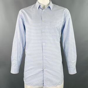 COMME des GARCONS SHIRT Size XL Light Blue Stripe Cotton Long Sleeve Shirt